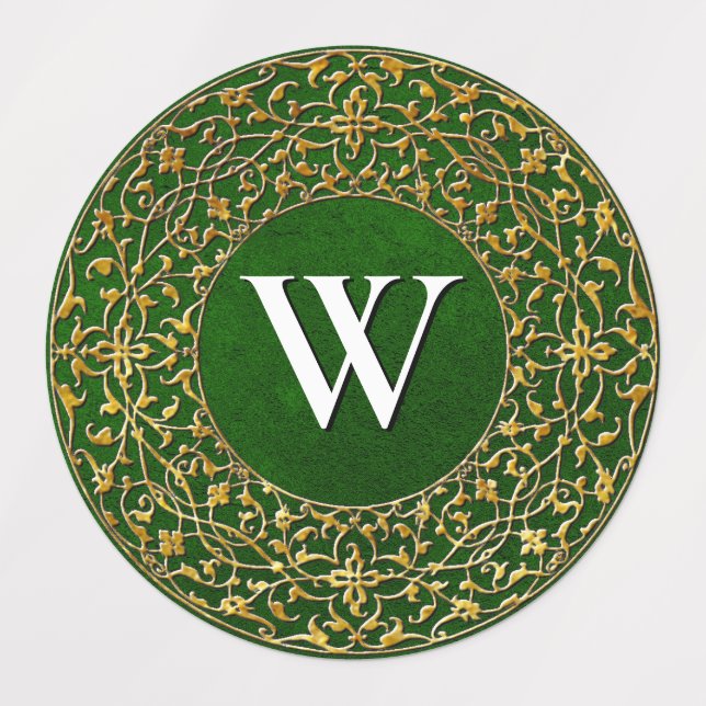 Étiquettes Monogramme Gold Filigree (Design 1)