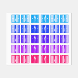 Étiquettes Monogramme initial Couleurs lumineuses multiples