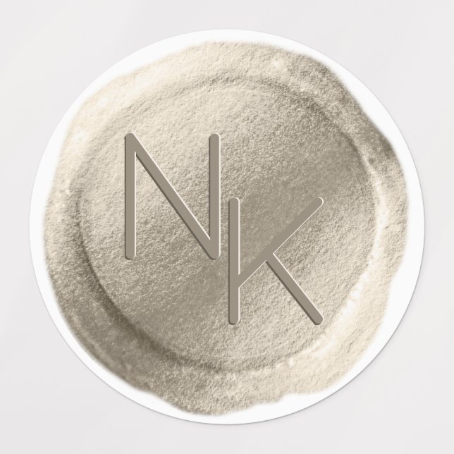 Étiquettes Monogramme Mariage de sceau de cire à huile de cha (Design 1)