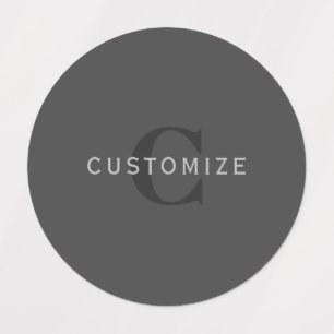 Étiquettes Monogramme moderne gris foncé modifiable Modèle de