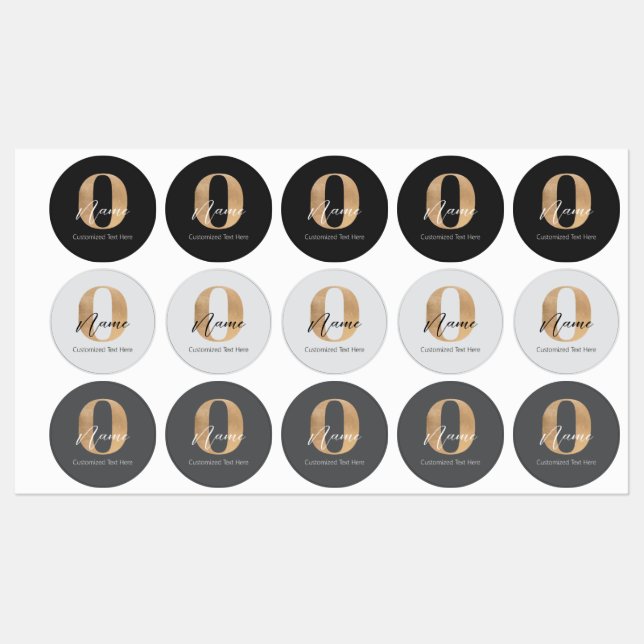 Étiquettes Monogramme moderne O & Nom initial Personnalisé (Feuille)