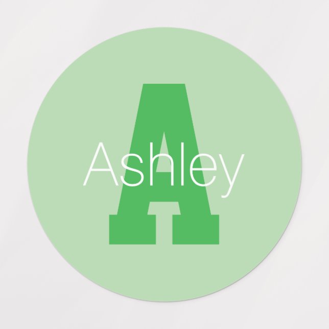 Étiquettes Monogramme moderne | Pale & Kelly Green (Design 1)