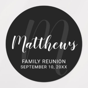 Étiquettes Monogramme moderne personnalisé et nom de famille