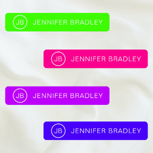 Étiquettes Monogramme Nom Personnalisé Moderne Neon Garçon Fi