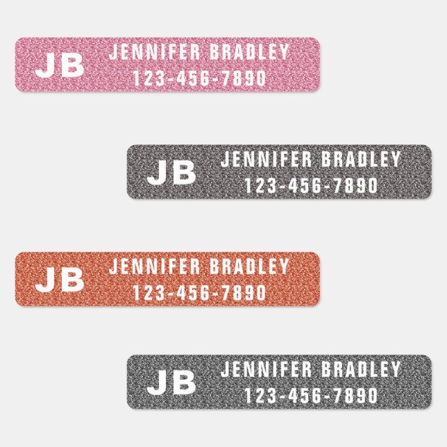 Étiquettes Monogramme Personnalisé Nom Fille Parties scintill (Groupe)