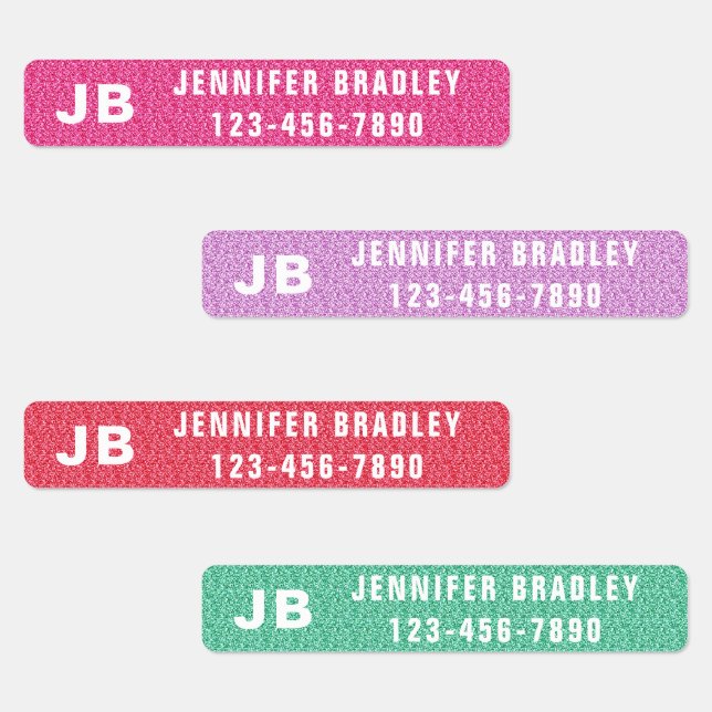 Étiquettes Monogramme Personnalisé Nom Fille Parties scintill (Groupe)