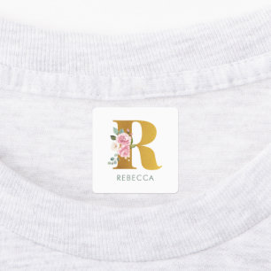 Étiquettes Monogramme rose Nom Floral Fer Sur Vêtements