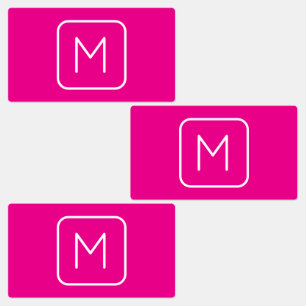 Étiquettes Monogramme simple et moderne initial Rose et bla