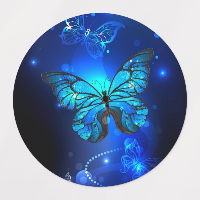 Étiquettes Morpho Butterfly in the Dark Background (Design 1)