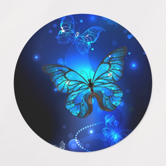 Étiquettes Morpho Butterfly in the Dark Background (Design 1)