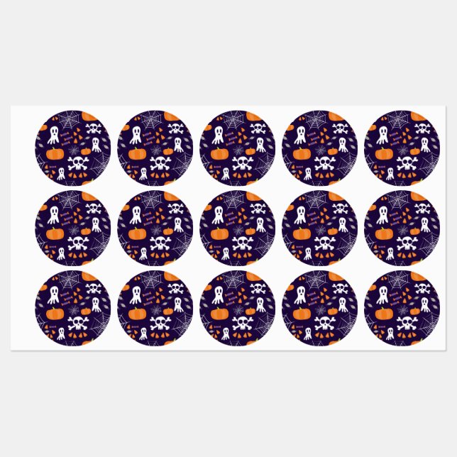 Étiquettes Motif amusant d'Halloween (Feuille)