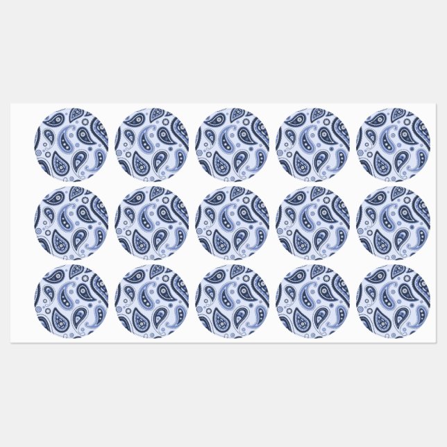 Étiquettes Motif Blue Paisley (Feuille)