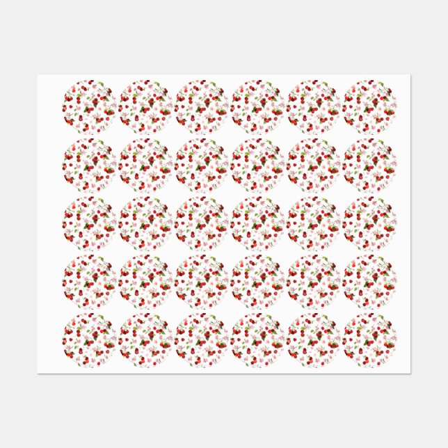 Étiquettes Motif cerise 1 (Feuille)