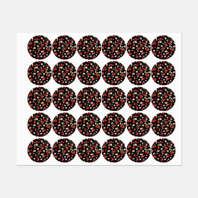 Étiquettes Motif cerise 2 (Feuille)