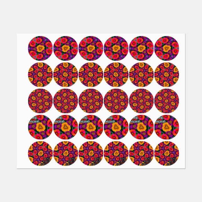 Étiquettes Motif coloré Daisy Bouquet (Feuille)