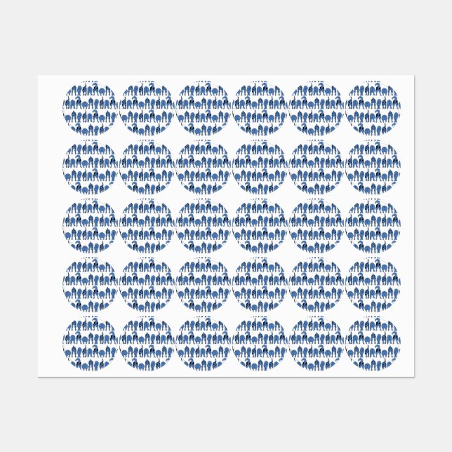 Étiquettes Motif Culs de Chien Bleu (Feuille)