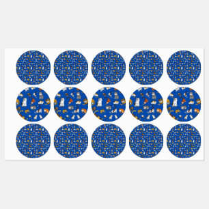 Étiquettes motif de chat mignon bleu pour amoureux de les cha
