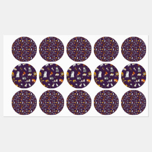 Étiquettes motif de chat mignon violet pour amoureux de les c