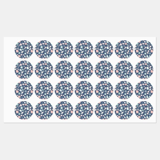 Étiquettes motif de coquillages (Feuille)