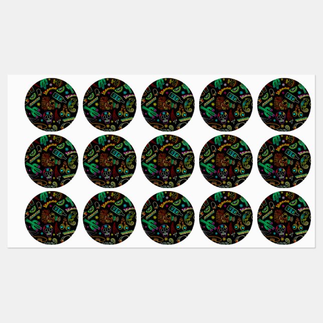 Étiquettes Motif de Fiesta du Mexique (Feuille)