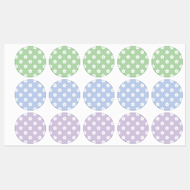 Étiquettes Motif de fleurs blanches (Feuille)