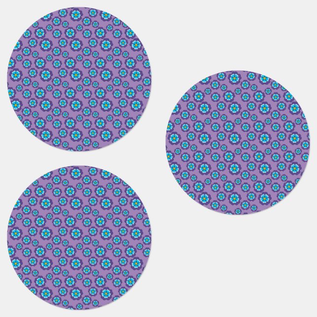 Étiquettes Motif de fleurs bleu violet (Groupe)