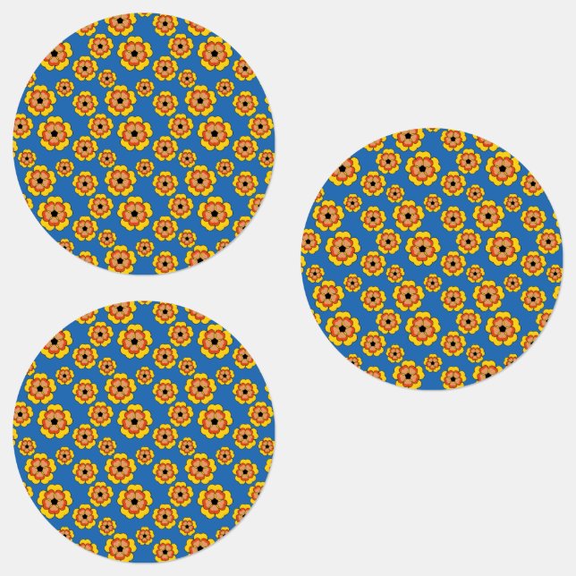 Étiquettes Motif de fleurs orange jaune (Groupe)