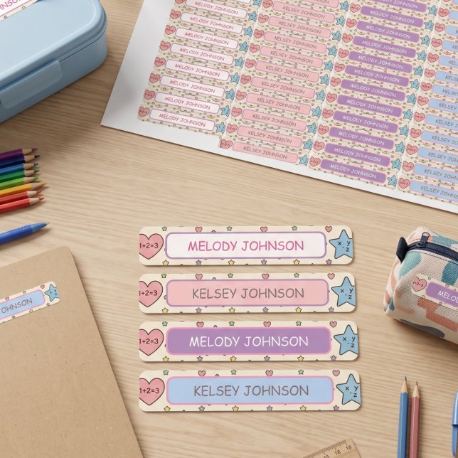 Étiquettes Motif de formes pastel mignon Fille codée par coul (Créateur téléchargé)