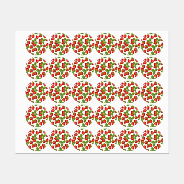 Étiquettes Motif de fraises (Feuille)