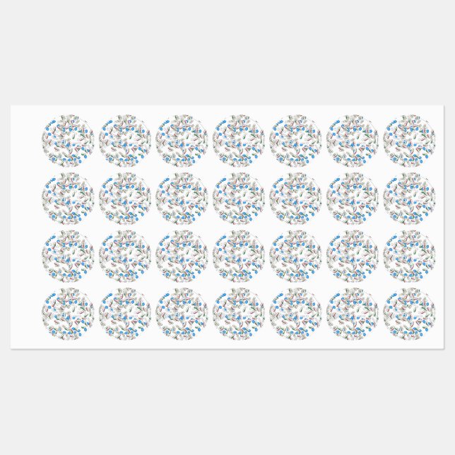 Étiquettes Motif de pilules saupoudrées (Feuille)