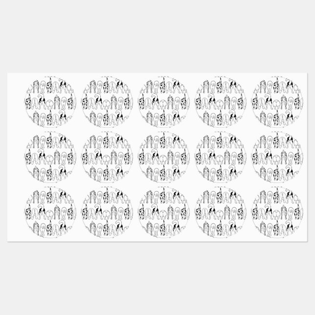 Étiquettes Motif des boutons de chien (Feuille)