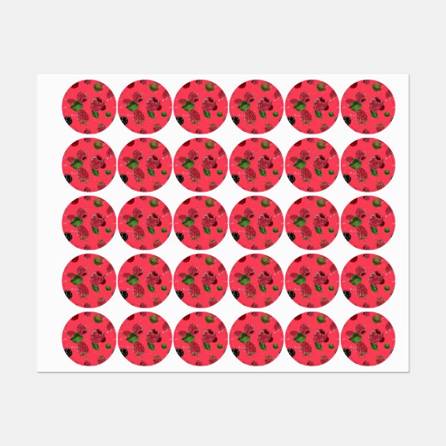 Étiquettes Motif framboise (Feuille)