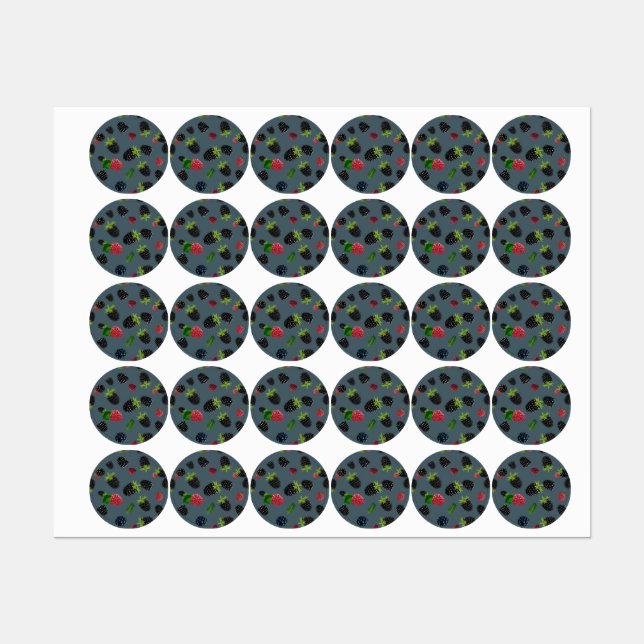 Étiquettes Motif framboise 2 (Feuille)