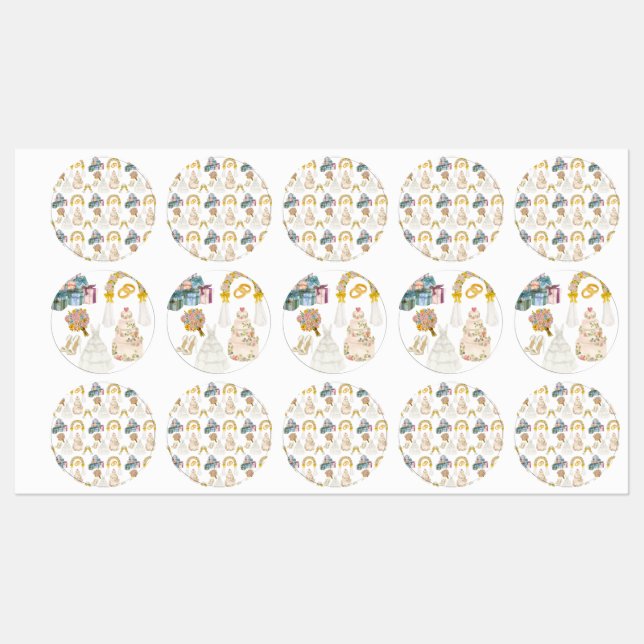 ÉTIQUETTES MOTIF MARIAGE - (Feuille)