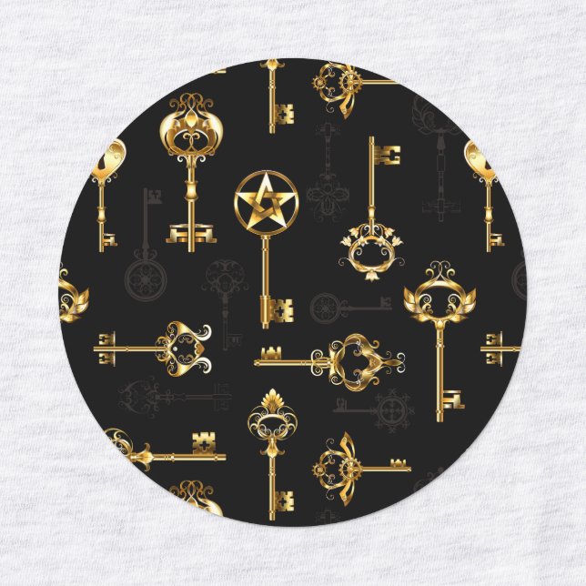 Étiquettes Motif sans couture avec des clés dorées (Design 1)