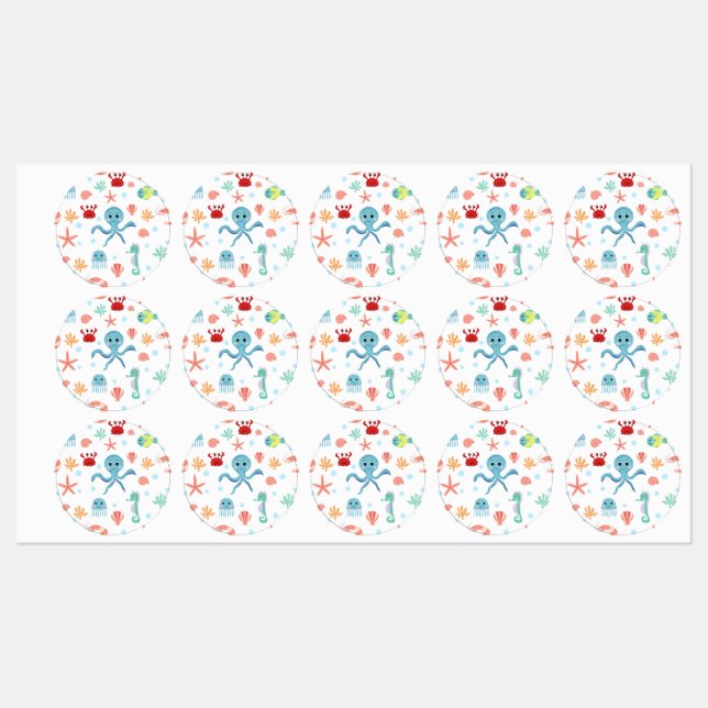 Étiquettes motif Sea World (Feuille)