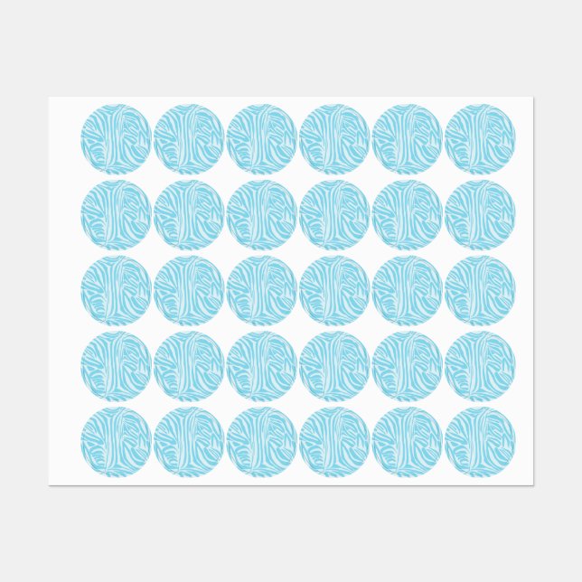 Étiquettes Motif Zèbre Bleu (Feuille)