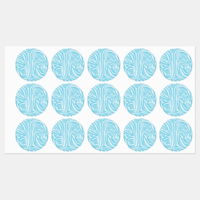 Étiquettes Motif Zèbre Bleu (Feuille)