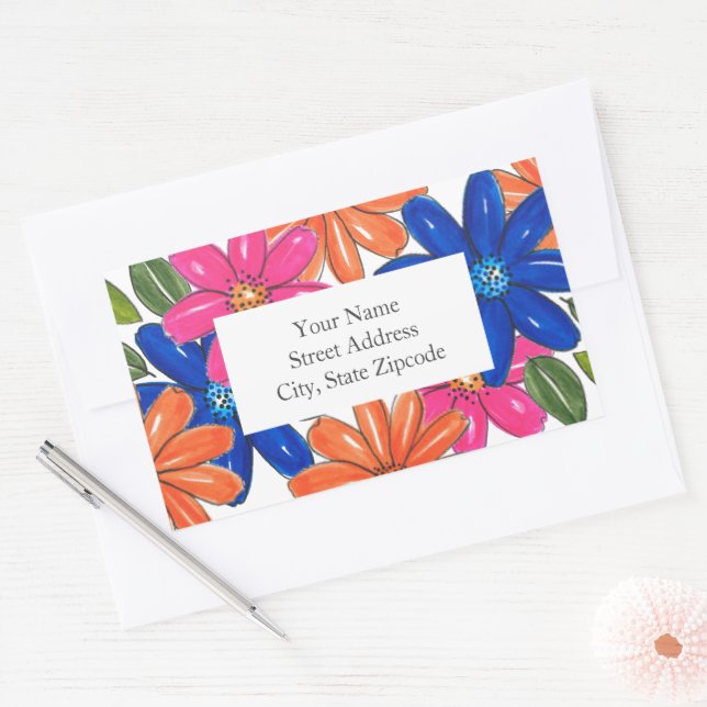 Étiquettes Motifs de fleurs rose orange rose (Enveloppe)