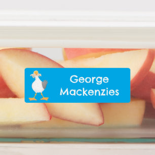 Étiquettes Mouette avec frites caricature personnalisée