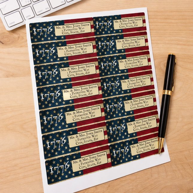 Étiquettes Multiple Drapeau Américain 1776 adresse de retour (Créateur téléchargé)