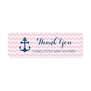 Étiquettes nautiques roses de faveur de baby