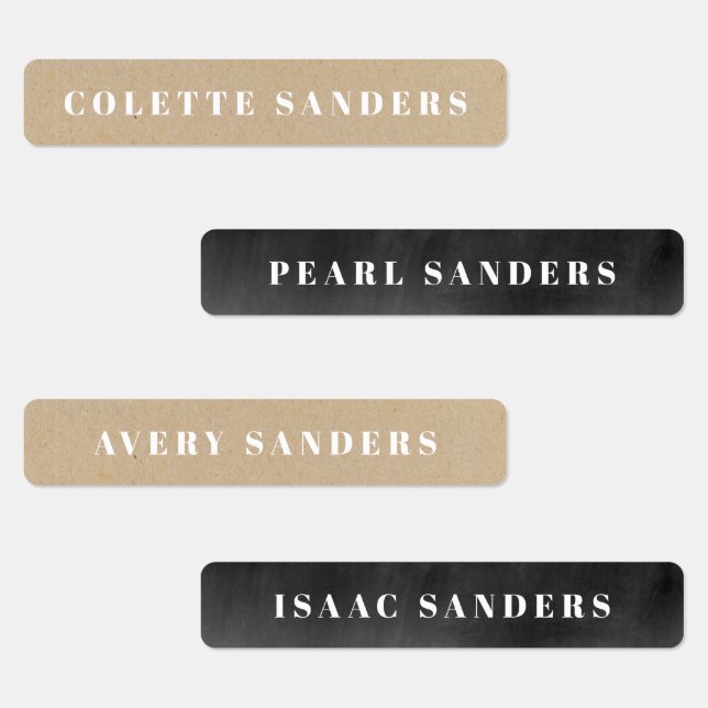 Étiquettes neutres texturées Kraft & tableau noir  (Groupe)