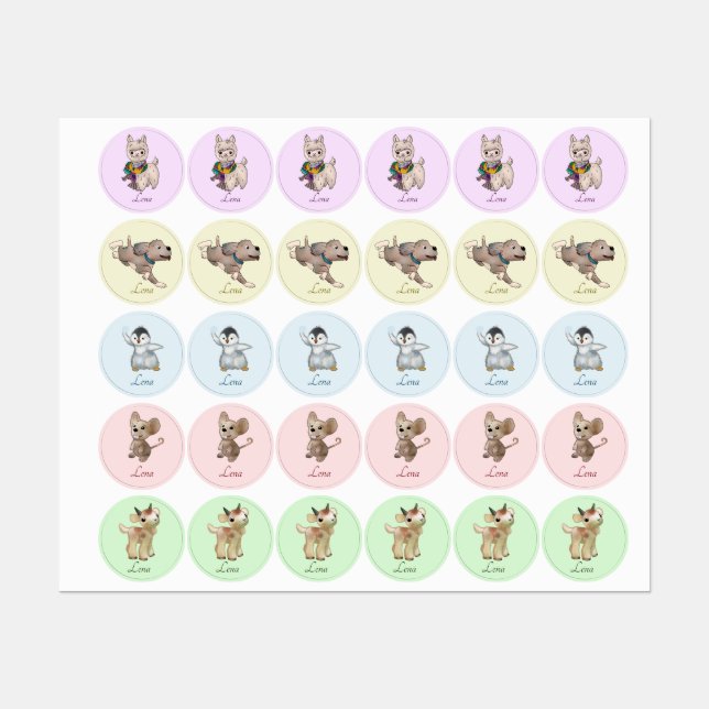 Étiquettes niedliche tiere (Feuille)