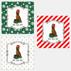 Étiquettes Noël Santa Hat Irlandais Setter Chien (rouge 1) mi