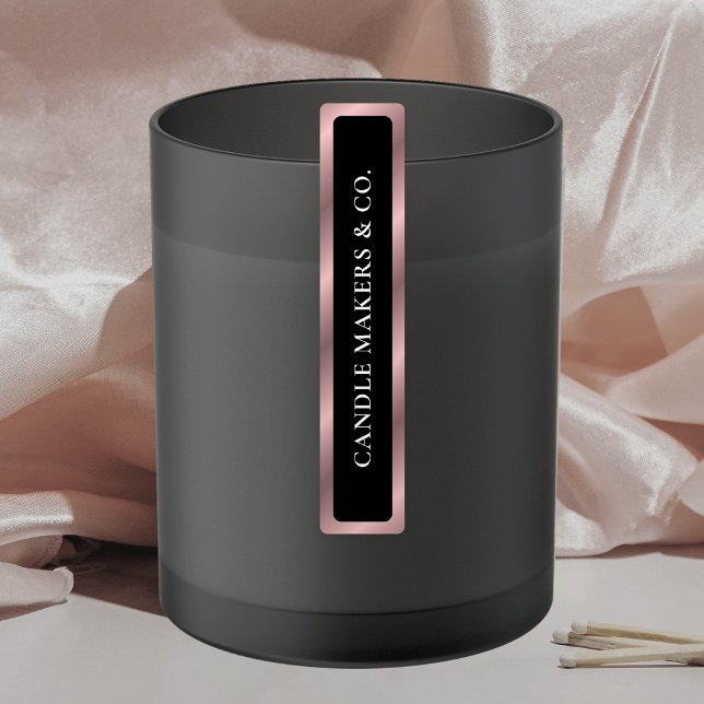 Étiquettes Noir et Rose Tamper Preuve or Mince bougie Jar Tin (Skinny rectangle vertical candle jar labels with space for your business name)