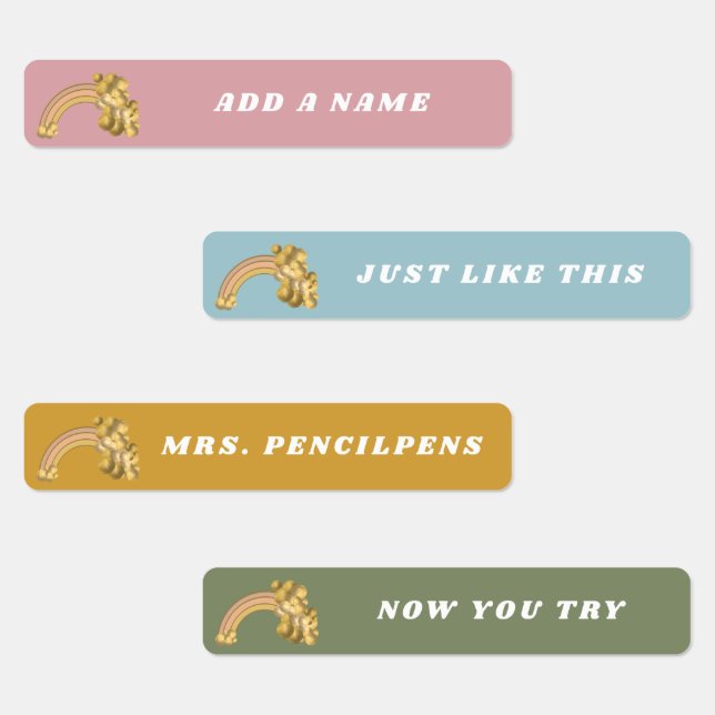 Étiquettes Nom arc-en-ciel de Boho clair (Groupe)