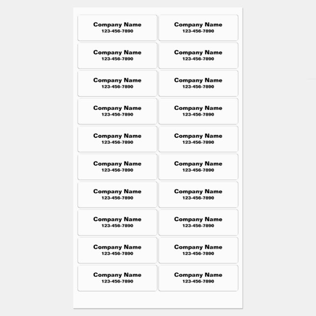 Étiquettes Nom de l'entreprise Numéro de téléphone blanc Prod (Feuille)