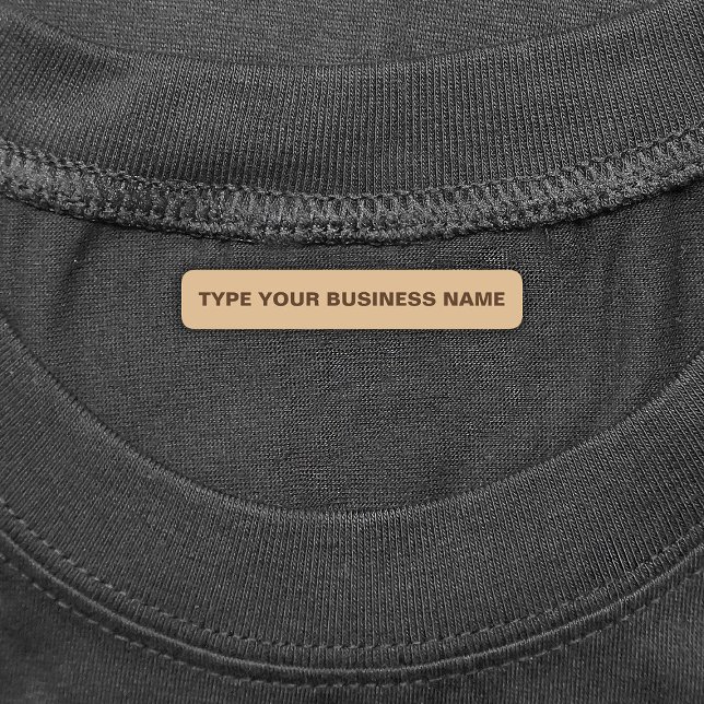 Étiquettes Nom de l'entreprise sur le fer rectangle Brown cla (Light brown rectangle iron on label with your business name)