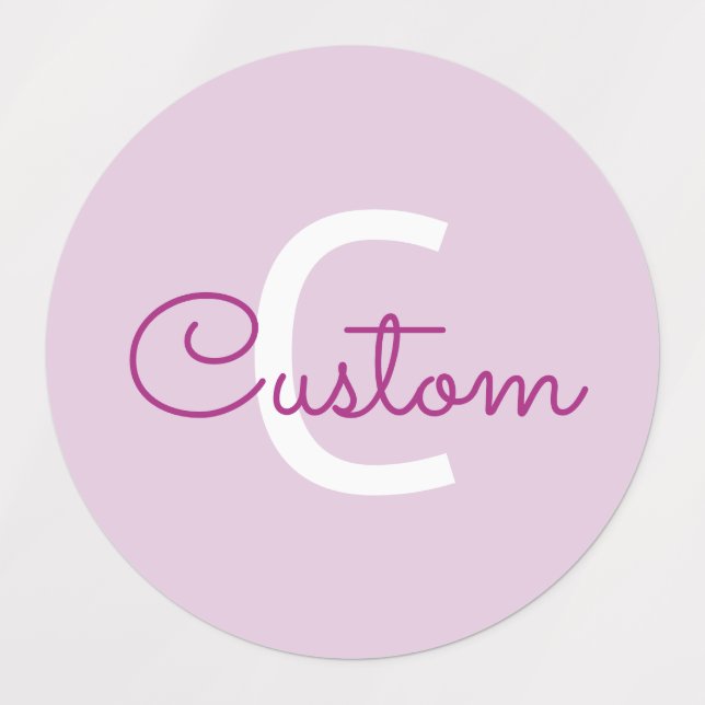 Étiquettes Nom de script & monogramme | Magenta & Violet clai (Design 1)